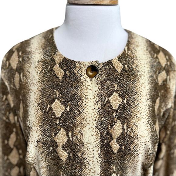 Vintage 90s Y2K MHM Microsuede Rattlesnake Print Fitted Jacket Blazer SZ L - Picture 4 of 6